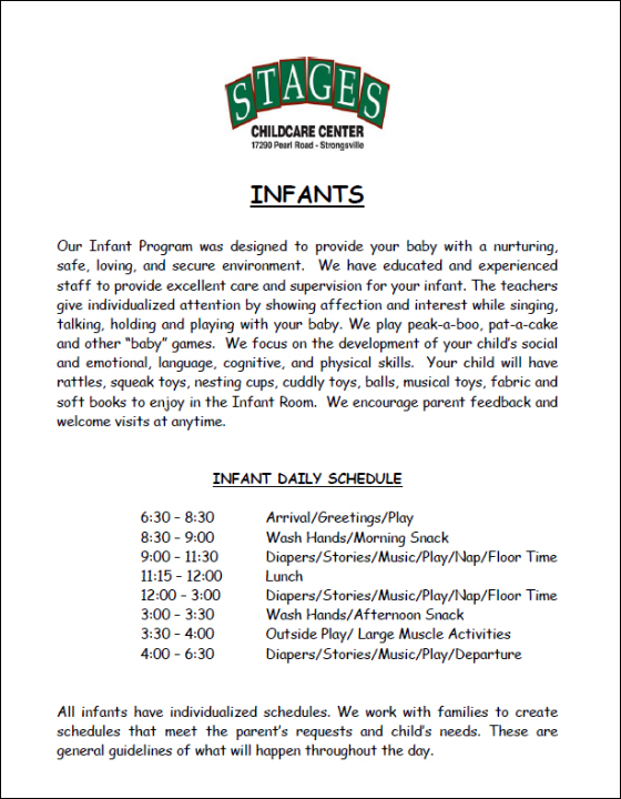 infant daily schedules