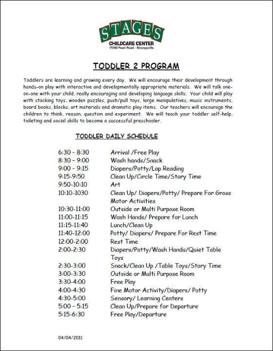 infant daily schedules
